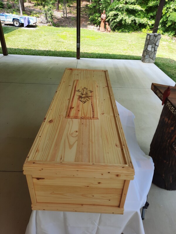 Peace Casket with Cross Engraving - Top View