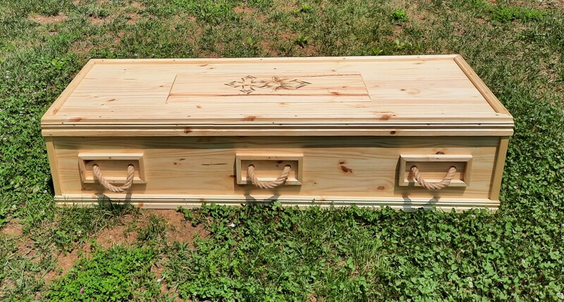 Peace Casket with Cross Engraving - Front View